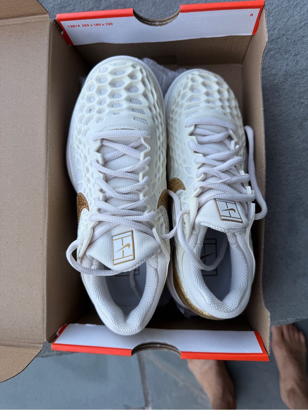 Nike Women's White and Gold Tennis Sneaker (NWT)
